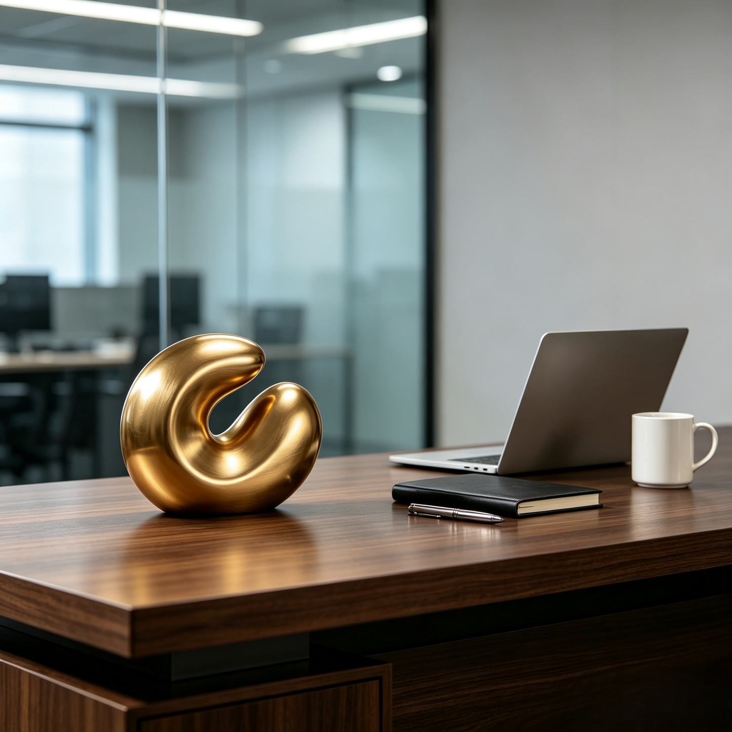 Minimalist Abstract Golden Curve Sculpture