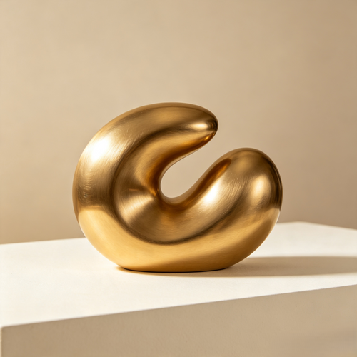 Minimalist Abstract Golden Curve Sculpture