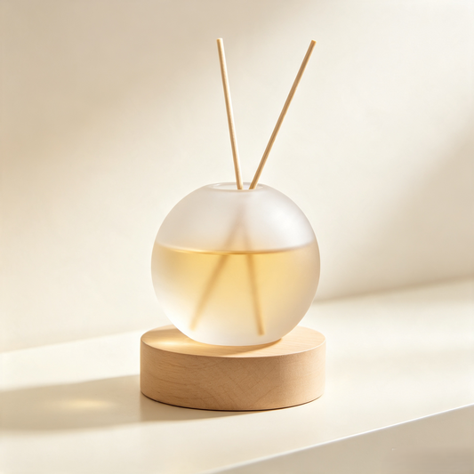 Climatese® Frosted Glass Reed Diffuser Bottle with Wood Base