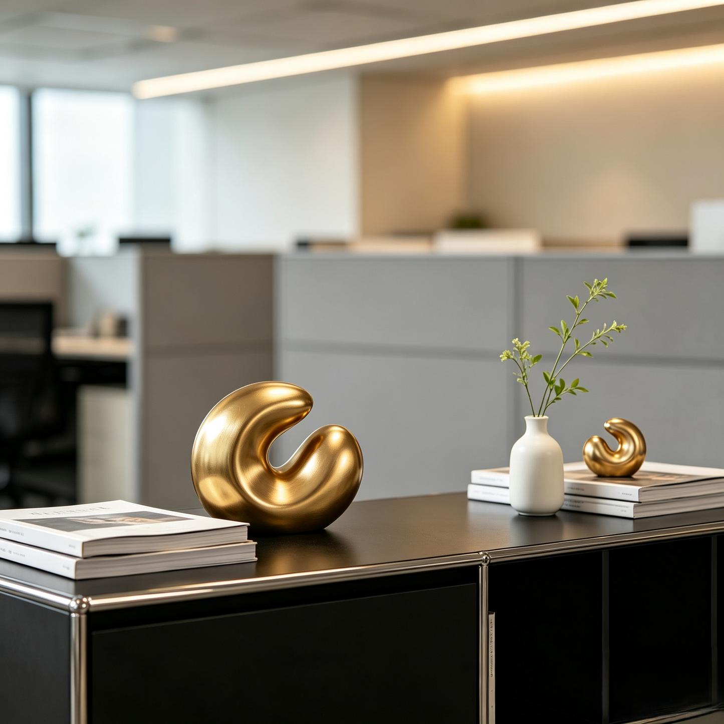 Minimalist Abstract Golden Curve Sculpture