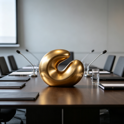 Minimalist Abstract Golden Curve Sculpture