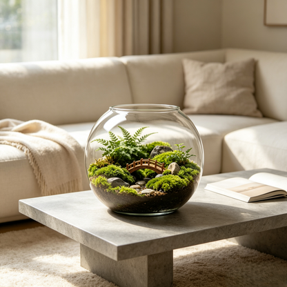 Open Top Round Clear Glass Terrarium Bowl